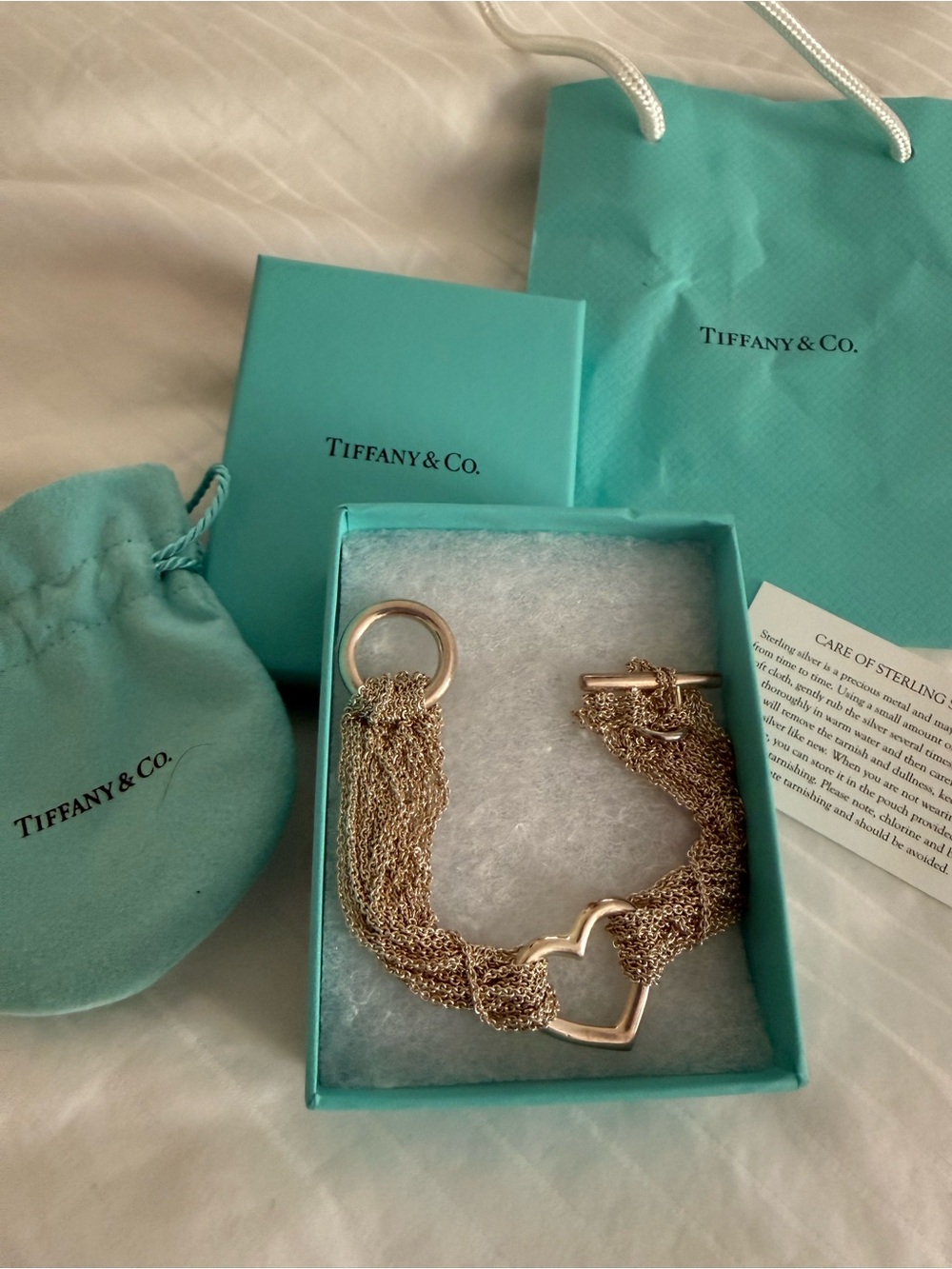 Tiffany & Co. Sterling Silver Multi-Strand Heart Toggle Bracelet